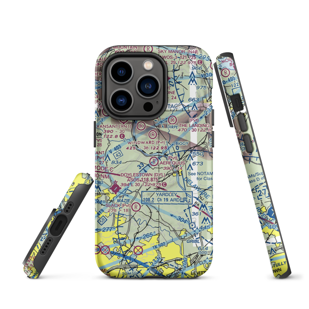 Aerequus Airport (38PA) VFR Sectional  Tough iPhone Case iPhone 14 Pro model shown