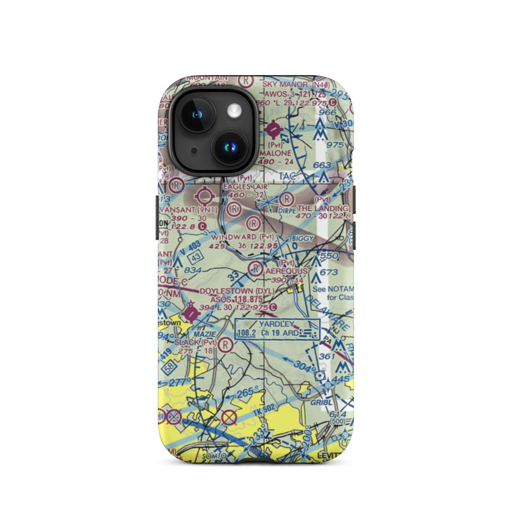 Aerequus Airport (38PA) VFR Sectional  Tough iPhone Case iPhone 15 model shown