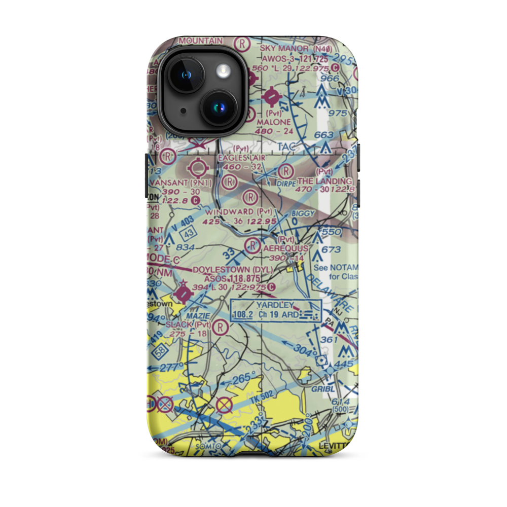 Aerequus Airport (38PA) VFR Sectional  Tough iPhone Case iPhone 15 Plus model shown