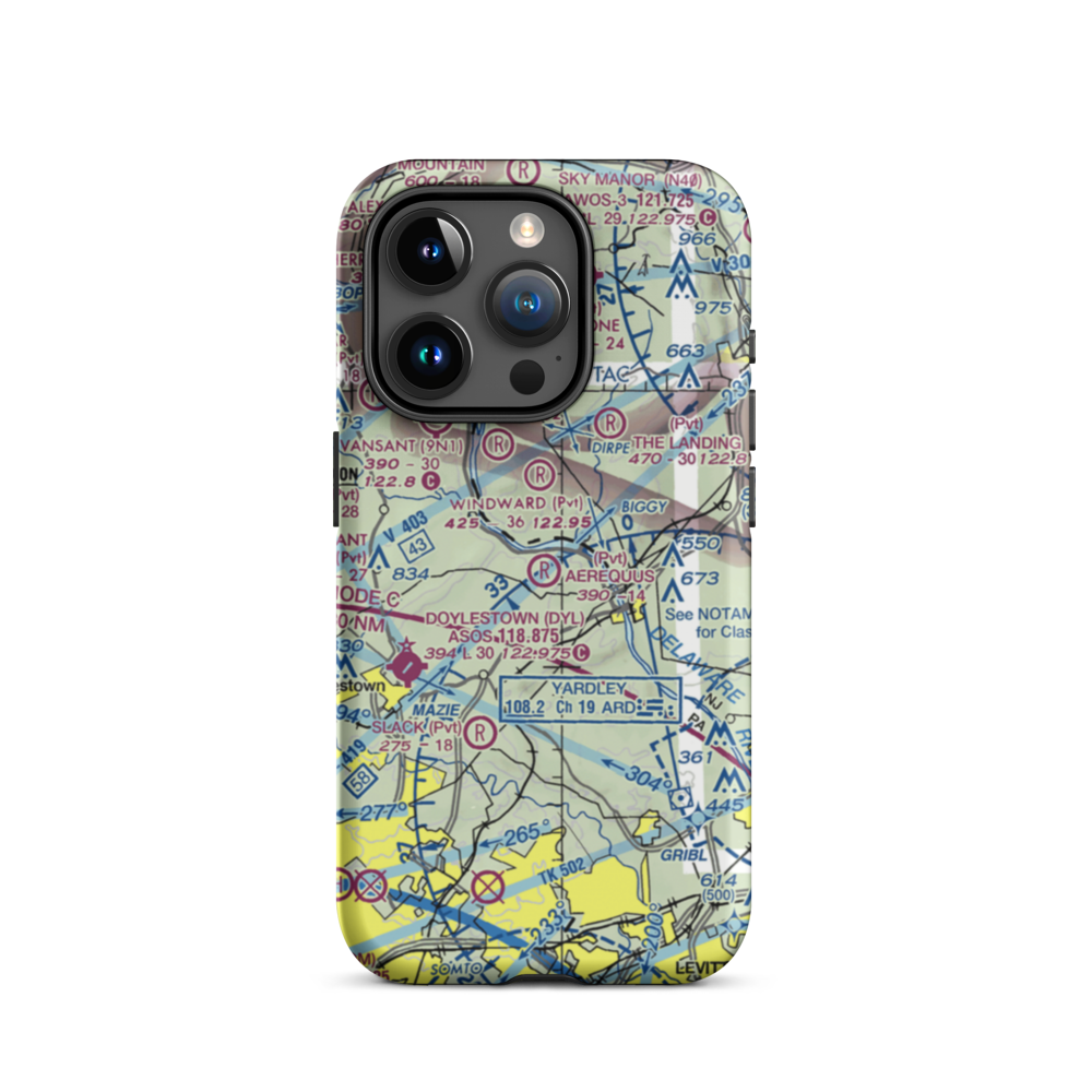 Aerequus Airport (38PA) VFR Sectional  Tough iPhone Case iPhone 15 Pro model shown