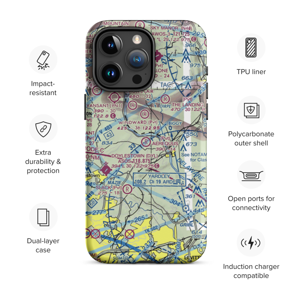 Aerequus Airport (38PA) VFR Sectional  Tough iPhone Case iPhone 15 Pro Max model shown