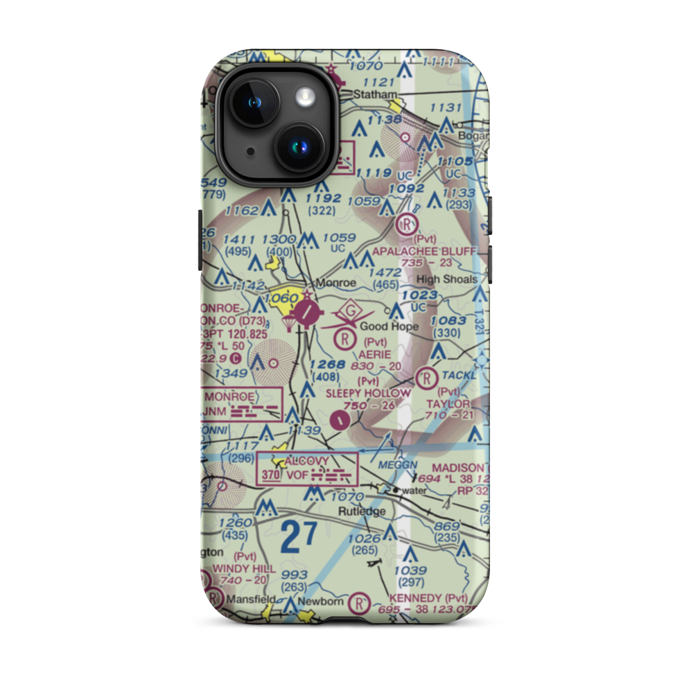 Aerie Airport (1GA9) VFR Sectional  Tough iPhone Case iPhone 15 Plus model shown