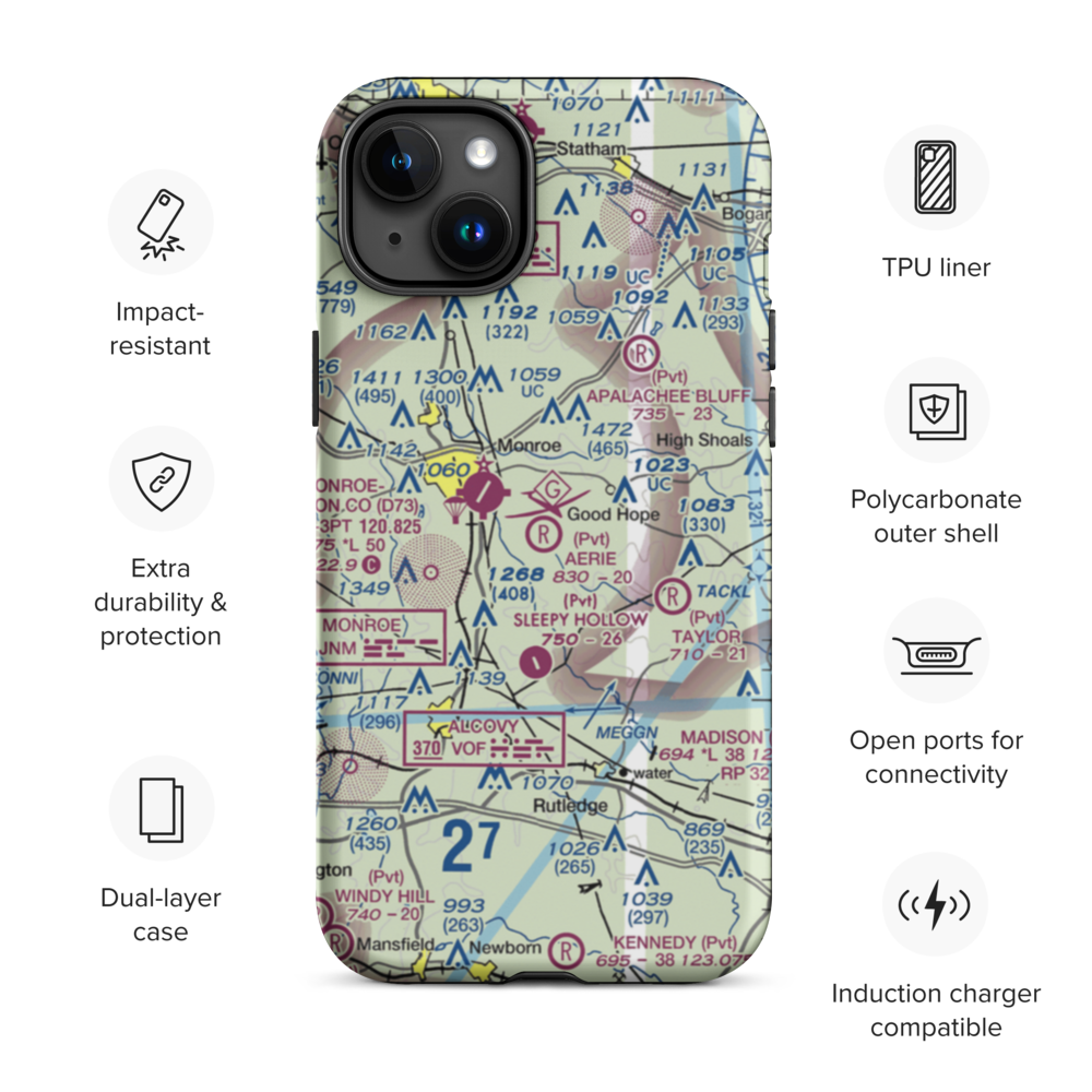 Aerie Airport (1GA9) VFR Sectional  Tough iPhone Case iPhone 15 Plus model shown