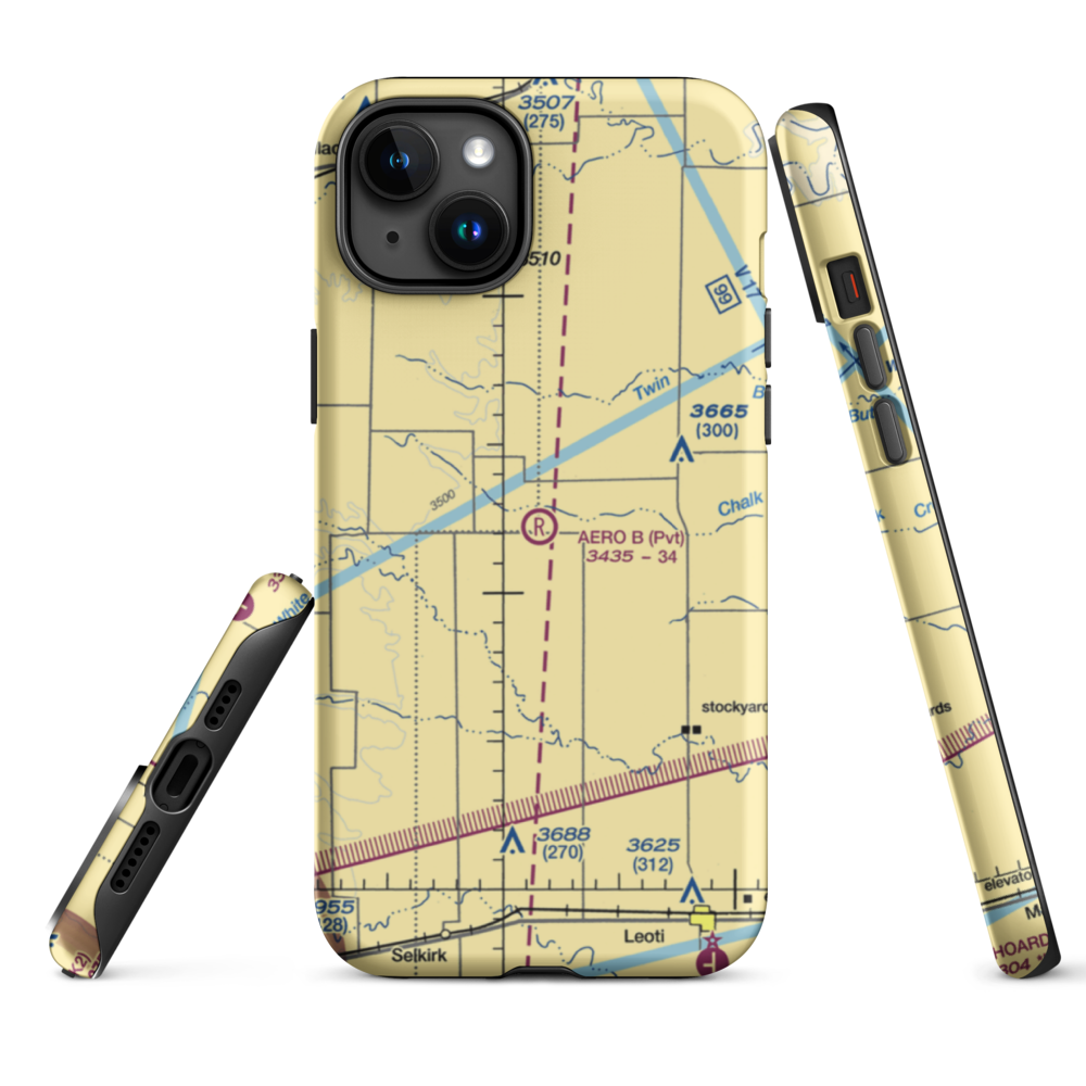 Aero B Ranch Airport (00AA) VFR Sectional  Tough iPhone Case iPhone 15 Plus model shown