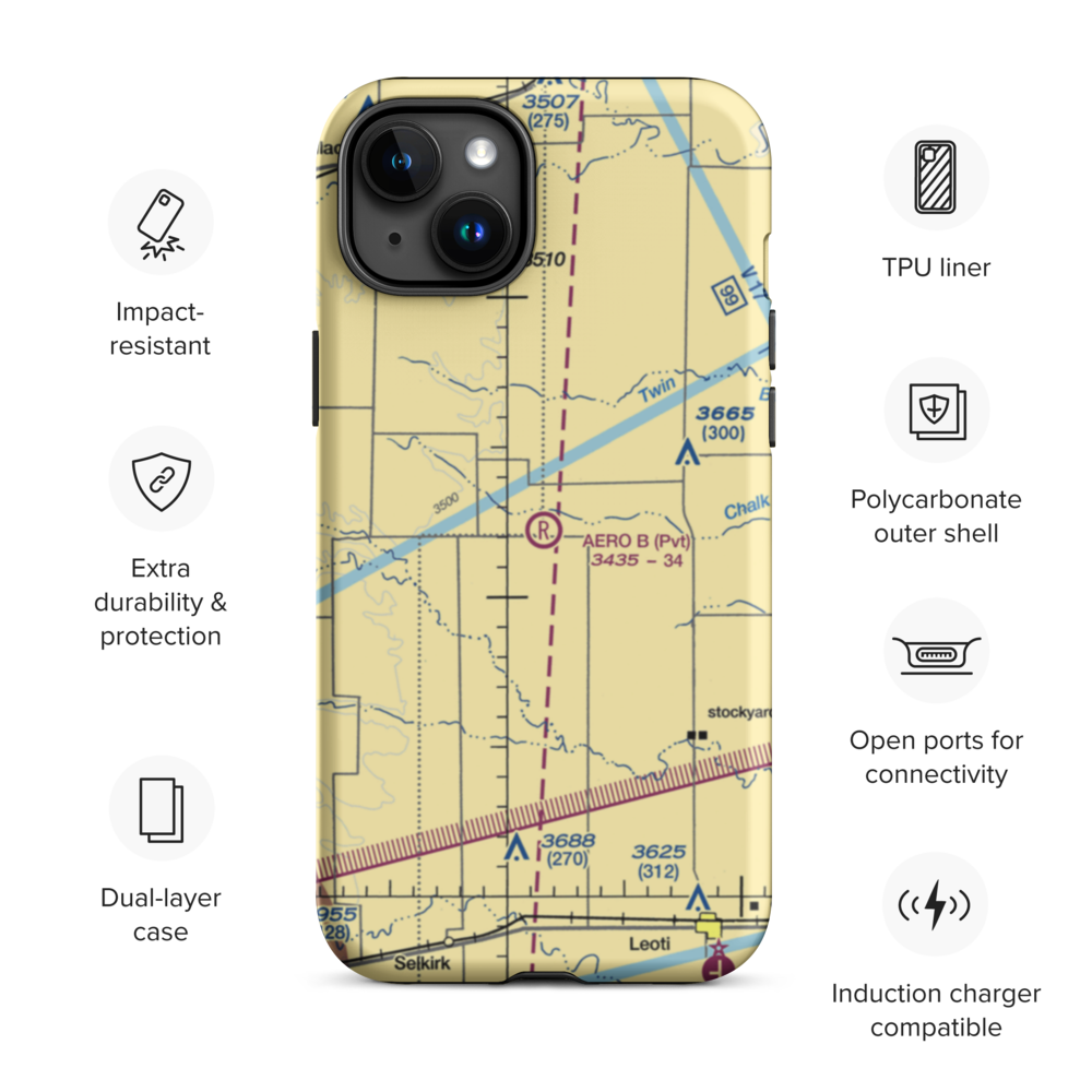 Aero B Ranch Airport (00AA) VFR Sectional  Tough iPhone Case iPhone 15 Plus model shown