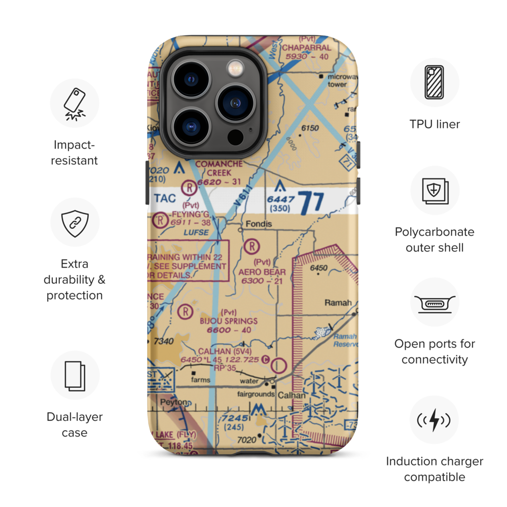 Aero Bear Field (CD23) VFR Sectional  Tough iPhone Case iPhone 14 Pro Max model shown