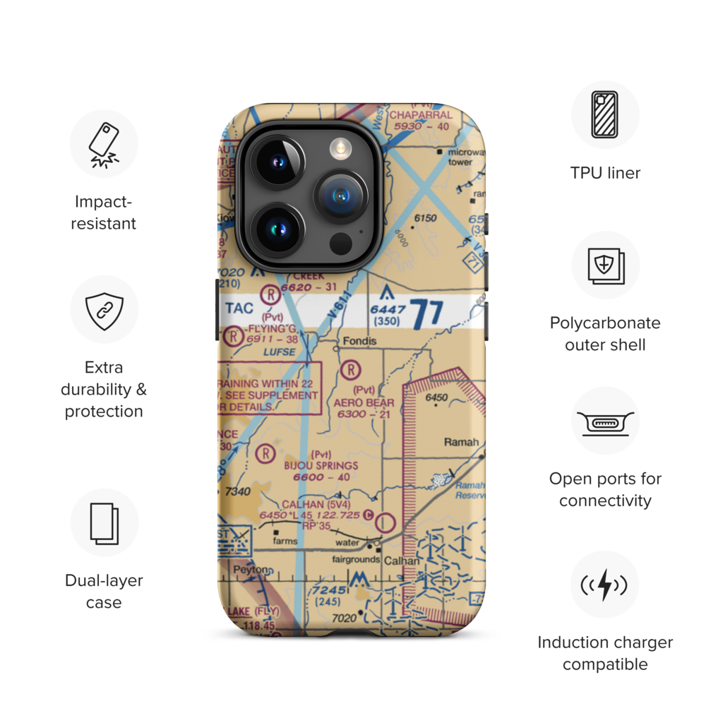 Aero Bear Field (CD23) VFR Sectional  Tough iPhone Case iPhone 15 Pro model shown