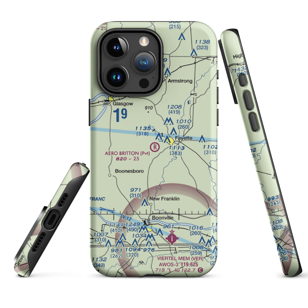 Aero Britton Airport (MU77) VFR Sectional  Tough iPhone Case iPhone 15 Pro Max model shown
