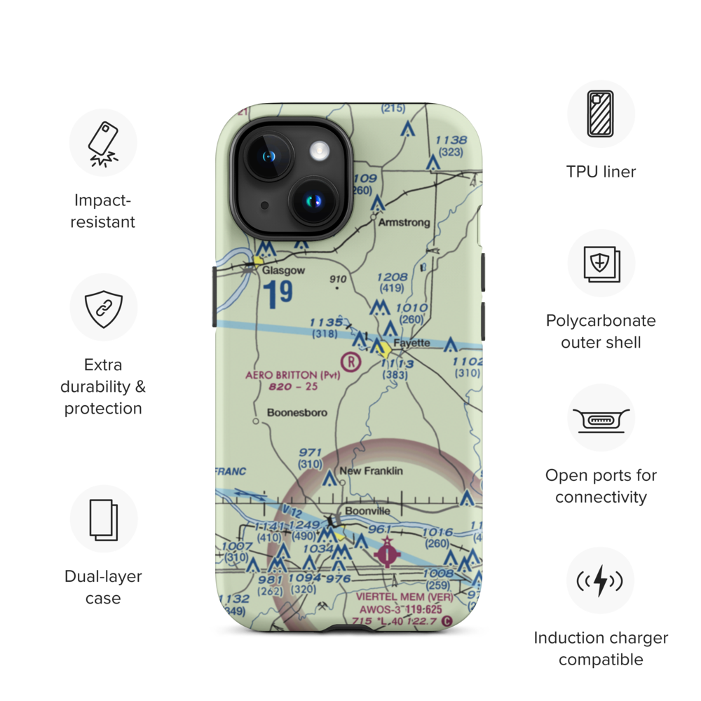 Aero Britton Airport (MU77) VFR Sectional  Tough iPhone Case iPhone 15 model shown