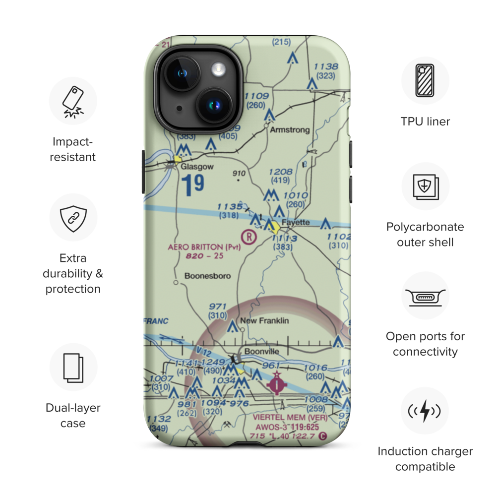 Aero Britton Airport (MU77) VFR Sectional  Tough iPhone Case iPhone 15 Plus model shown