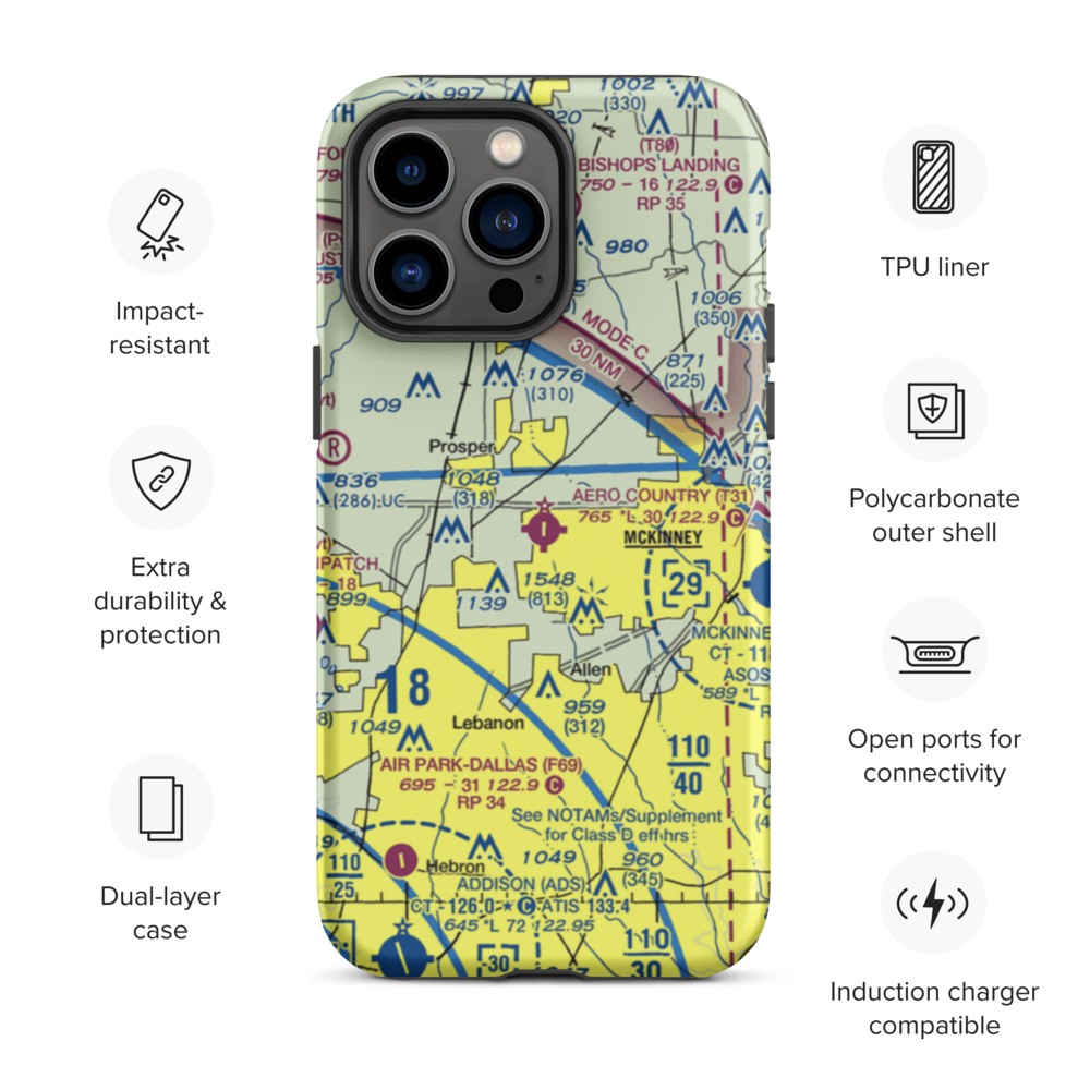 Aero Country Airport (T31) VFR Sectional  Tough iPhone Case iPhone 14 Pro Max model shown