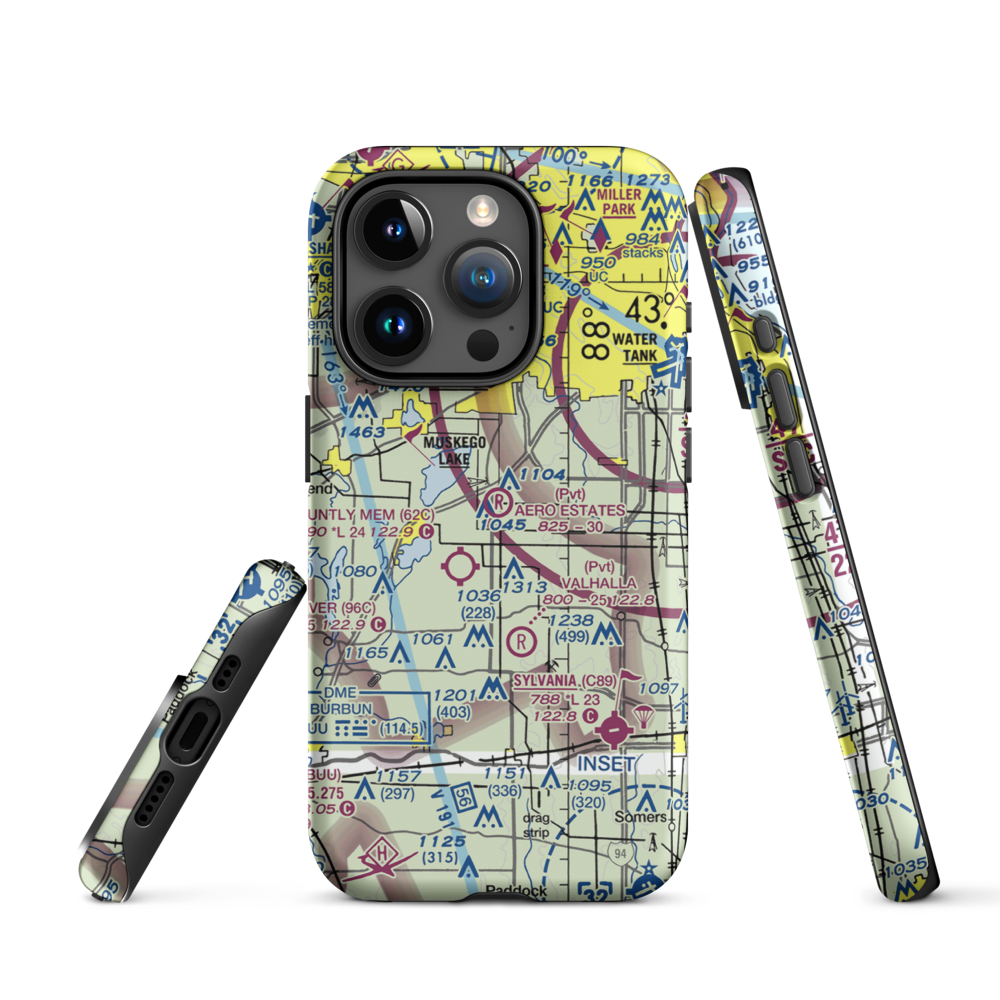 Aero Estates Airport (1WI6) VFR Sectional  Tough iPhone Case iPhone 15 Pro model shown