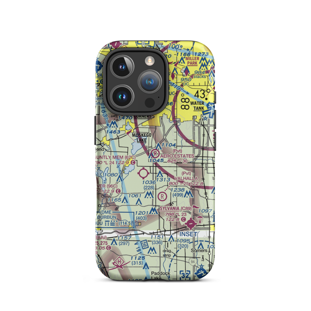 Aero Estates Airport (1WI6) VFR Sectional  Tough iPhone Case iPhone 16 Pro model shown