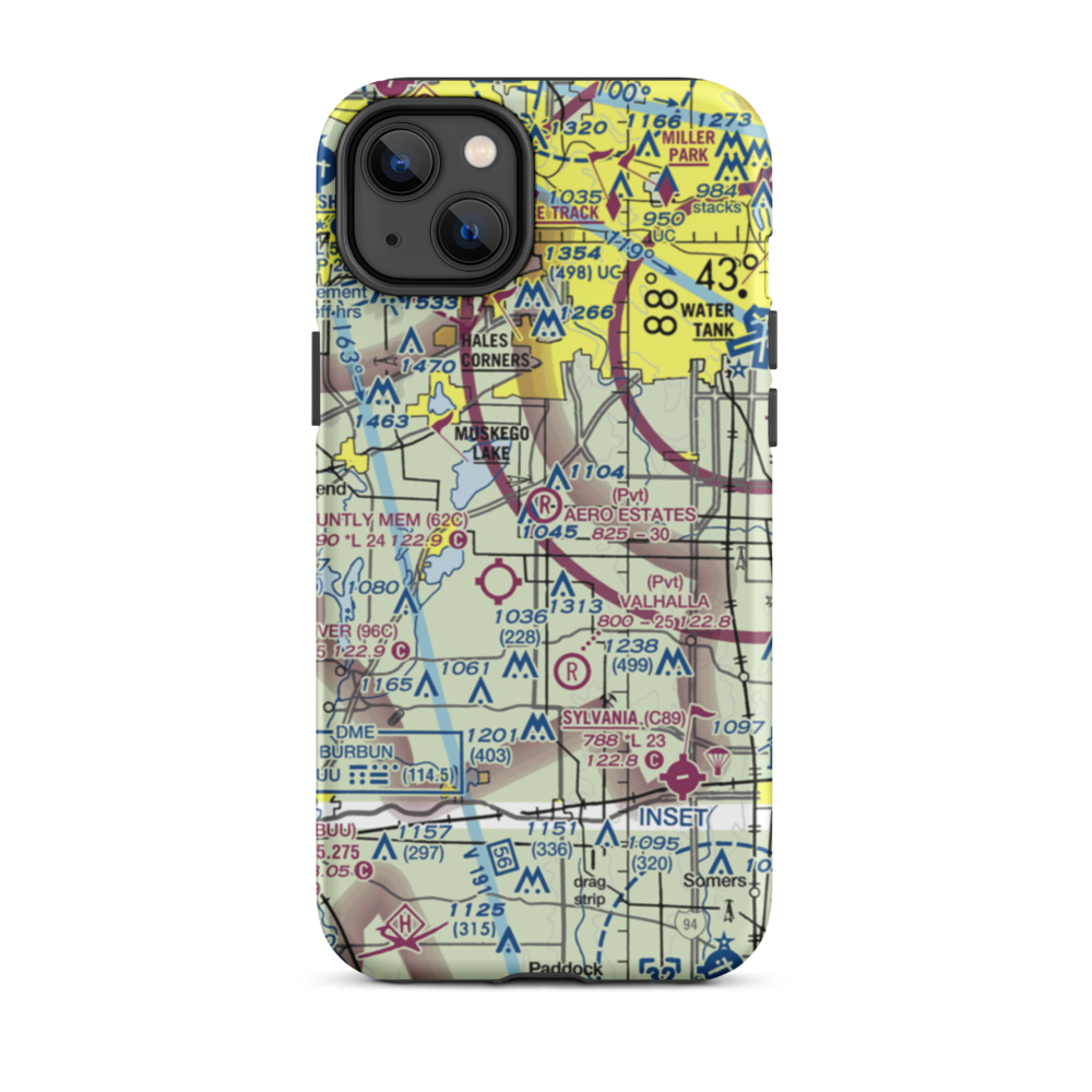 Aero Estates Airport (1WI6) VFR Sectional  Tough iPhone Case iPhone 14 Plus model shown