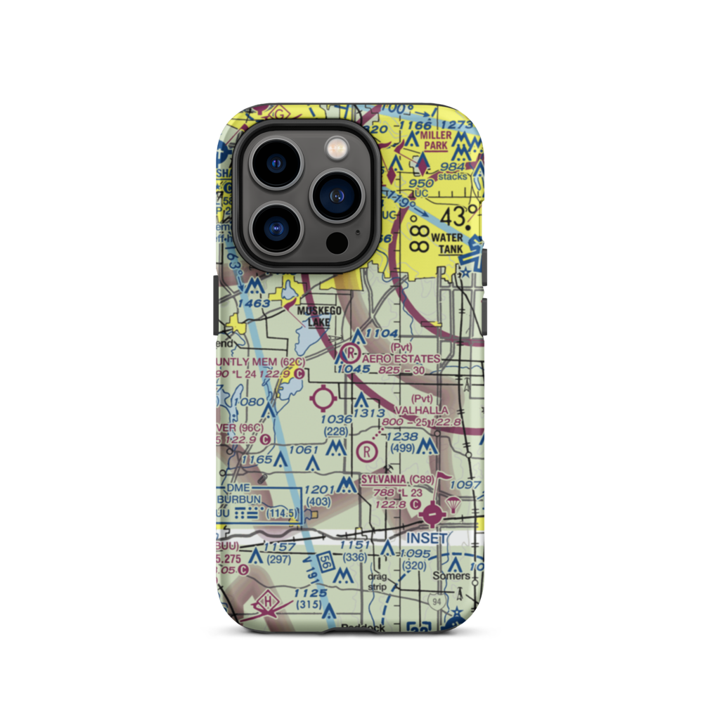 Aero Estates Airport (1WI6) VFR Sectional  Tough iPhone Case iPhone 14 Pro model shown