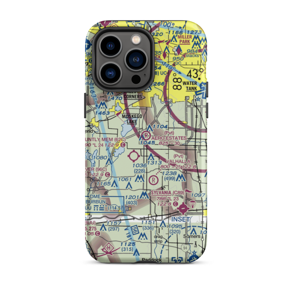 Aero Estates Airport (1WI6) VFR Sectional  Tough iPhone Case iPhone 14 Pro Max model shown