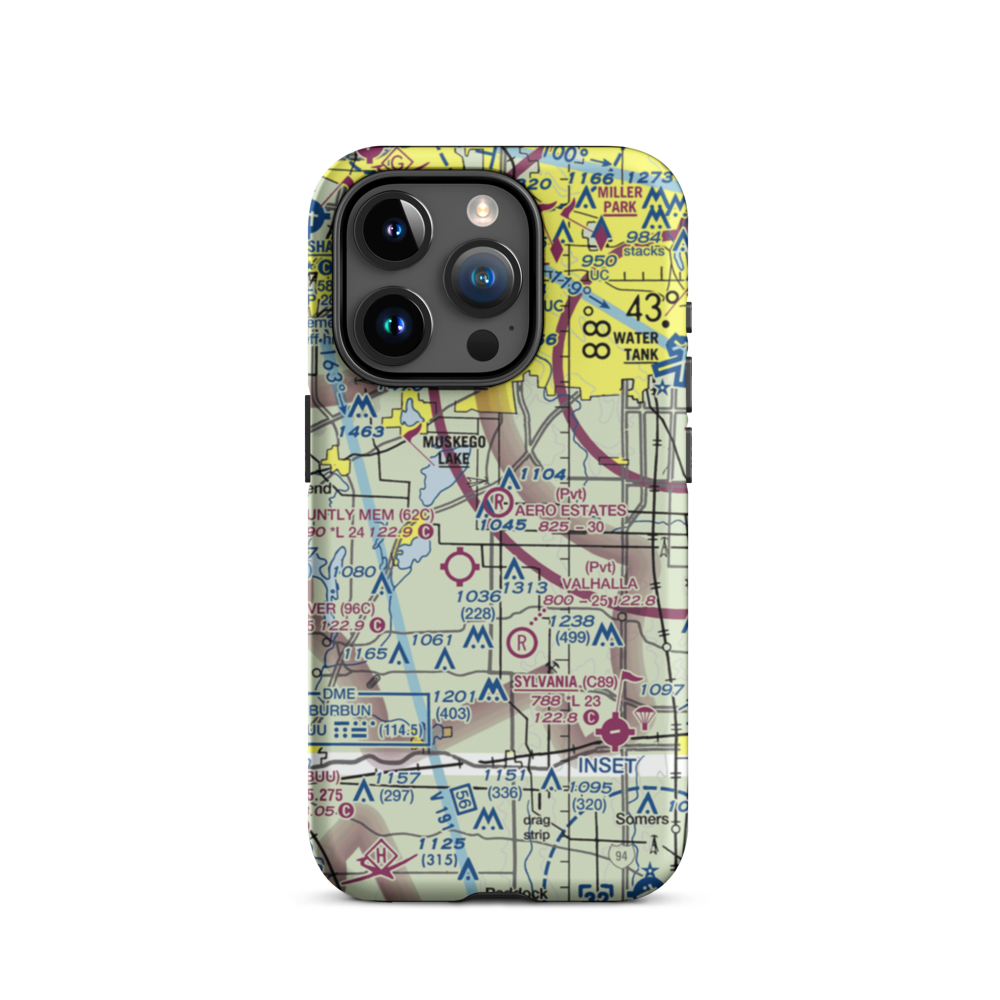 Aero Estates Airport (1WI6) VFR Sectional  Tough iPhone Case iPhone 15 Pro model shown