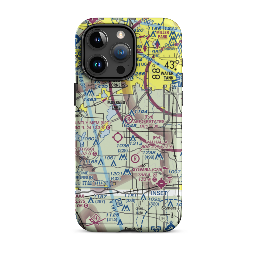 Aero Estates Airport (1WI6) VFR Sectional  Tough iPhone Case iPhone 15 Pro Max model shown