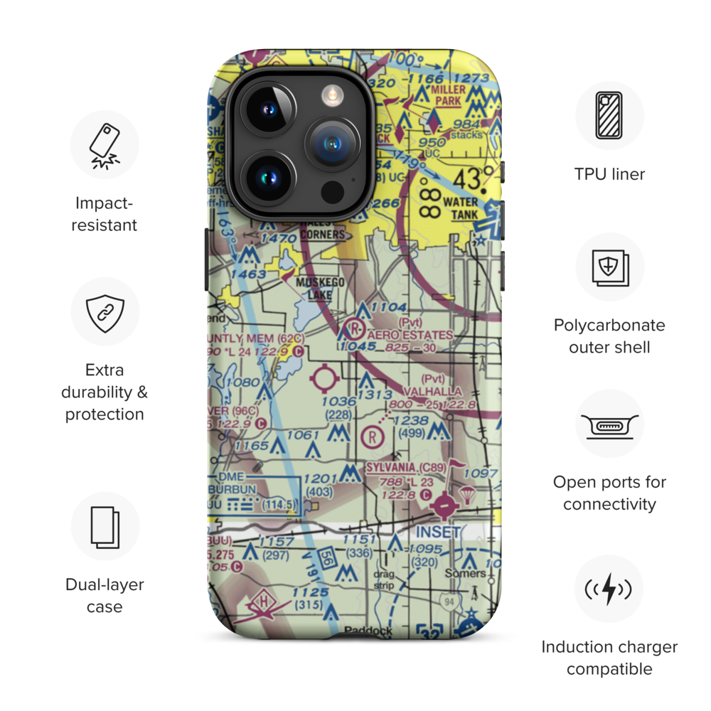 Aero Estates Airport (1WI6) VFR Sectional  Tough iPhone Case iPhone 15 Pro Max model shown