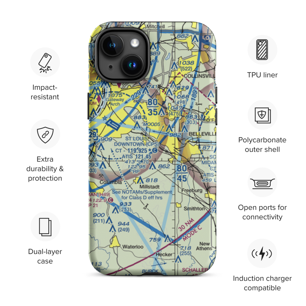 Aero Estates Airport (7IS2) VFR Sectional  Tough iPhone Case iPhone 15 Plus model shown