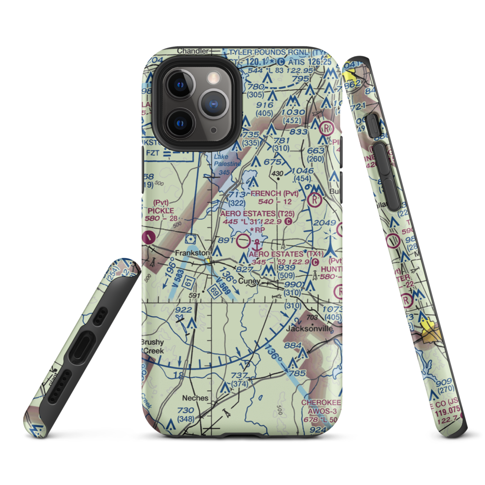 Aero Estates Airport (T25) VFR Sectional  Tough iPhone Case iPhone 11 Pro model shown