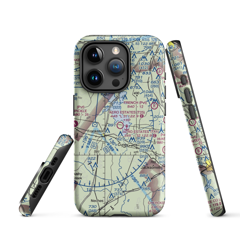 Aero Estates Airport (T25) VFR Sectional  Tough iPhone Case iPhone 15 Pro model shown