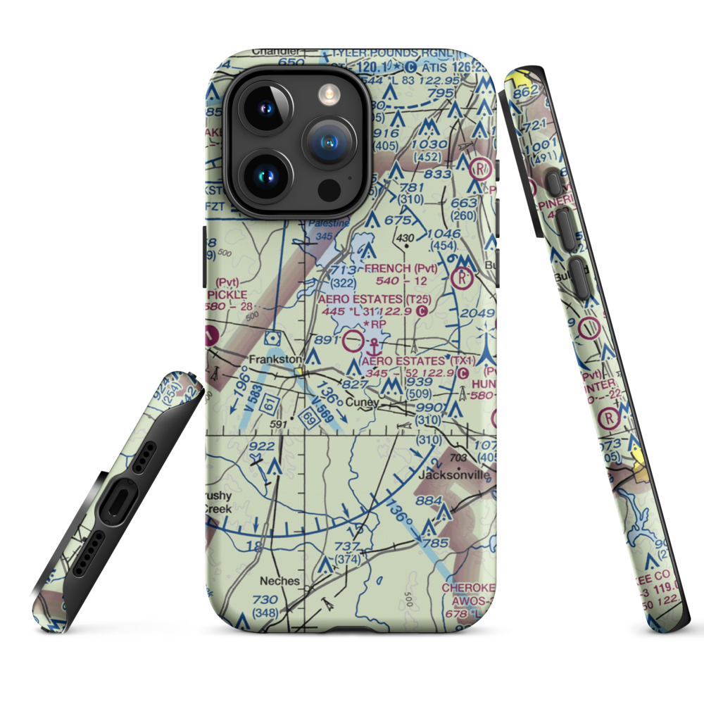 Aero Estates Airport (T25) VFR Sectional  Tough iPhone Case iPhone 15 Pro Max model shown