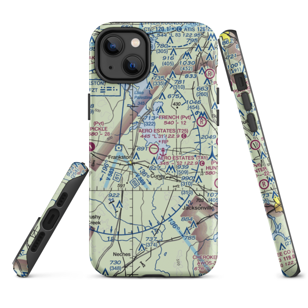 Aero Estates Airport (T25) VFR Sectional  Tough iPhone Case iPhone 14 Plus model shown