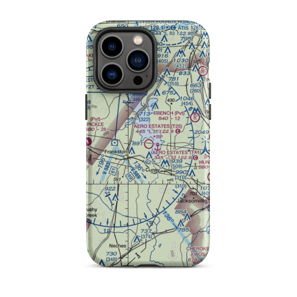 Aero Estates Airport (T25) VFR Sectional  Tough iPhone Case iPhone 14 Pro Max model shown