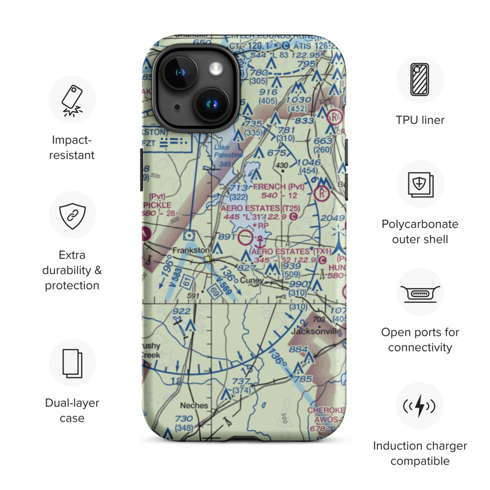 Aero Estates Airport (T25) VFR Sectional  Tough iPhone Case iPhone 15 Plus model shown