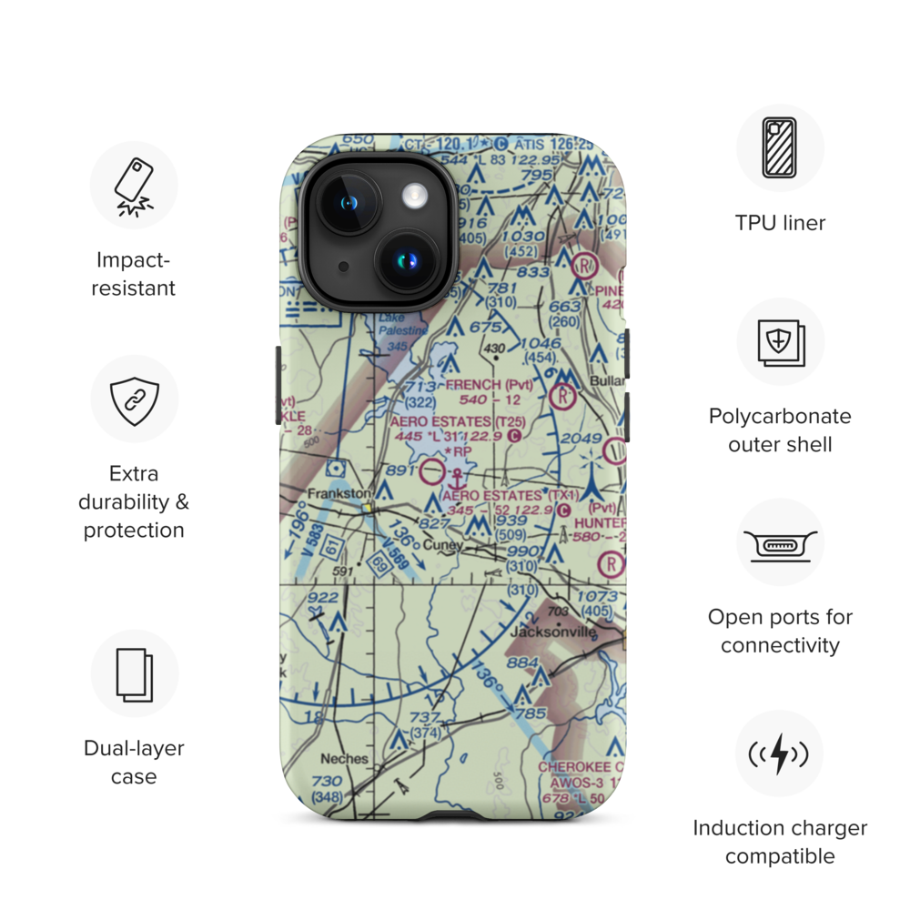 Aero Estates Seaplane Base (TX1) VFR Sectional  Tough iPhone Case iPhone 15 model shown