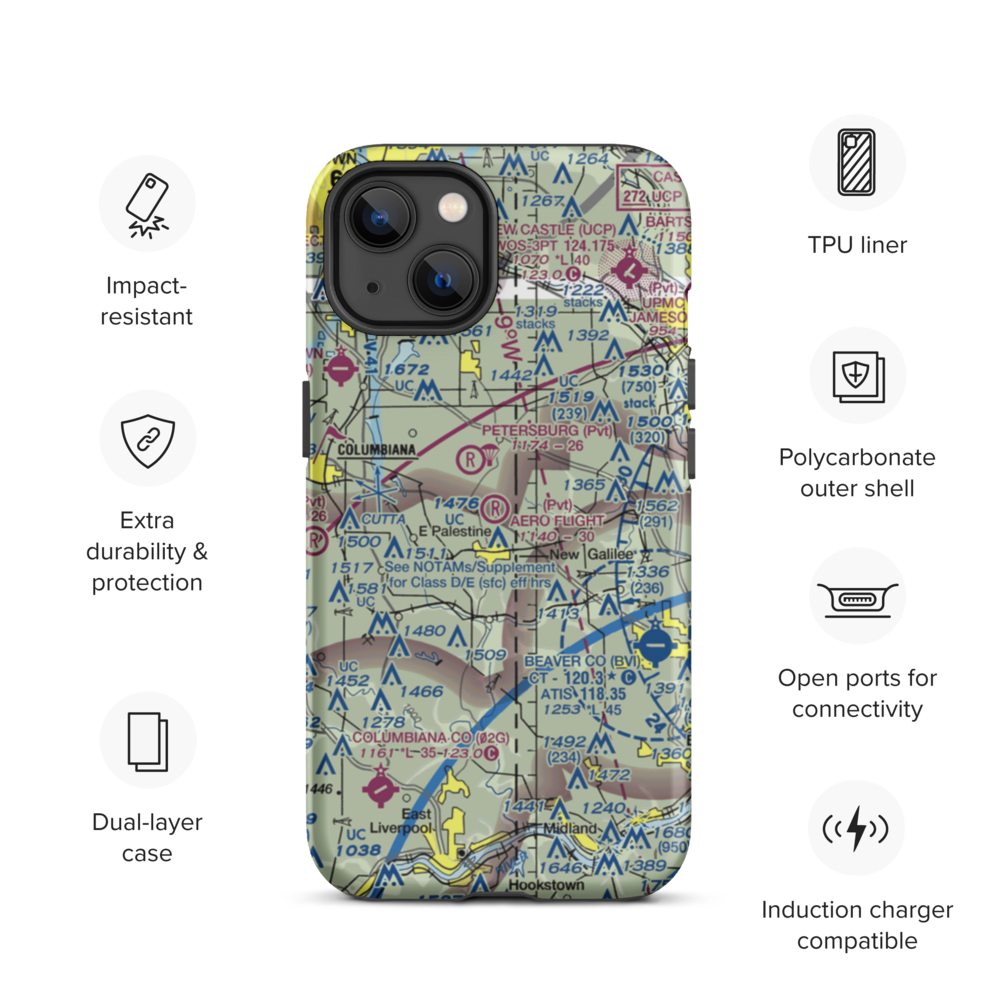 Aero Flight Center Airport (55OI) VFR Sectional  Tough iPhone Case iPhone 13 model shown