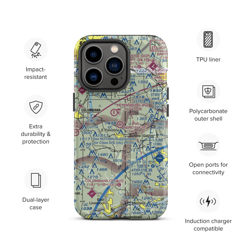 Aero Flight Center Airport (55OI) VFR Sectional  Tough iPhone Case iPhone 13 Pro model shown