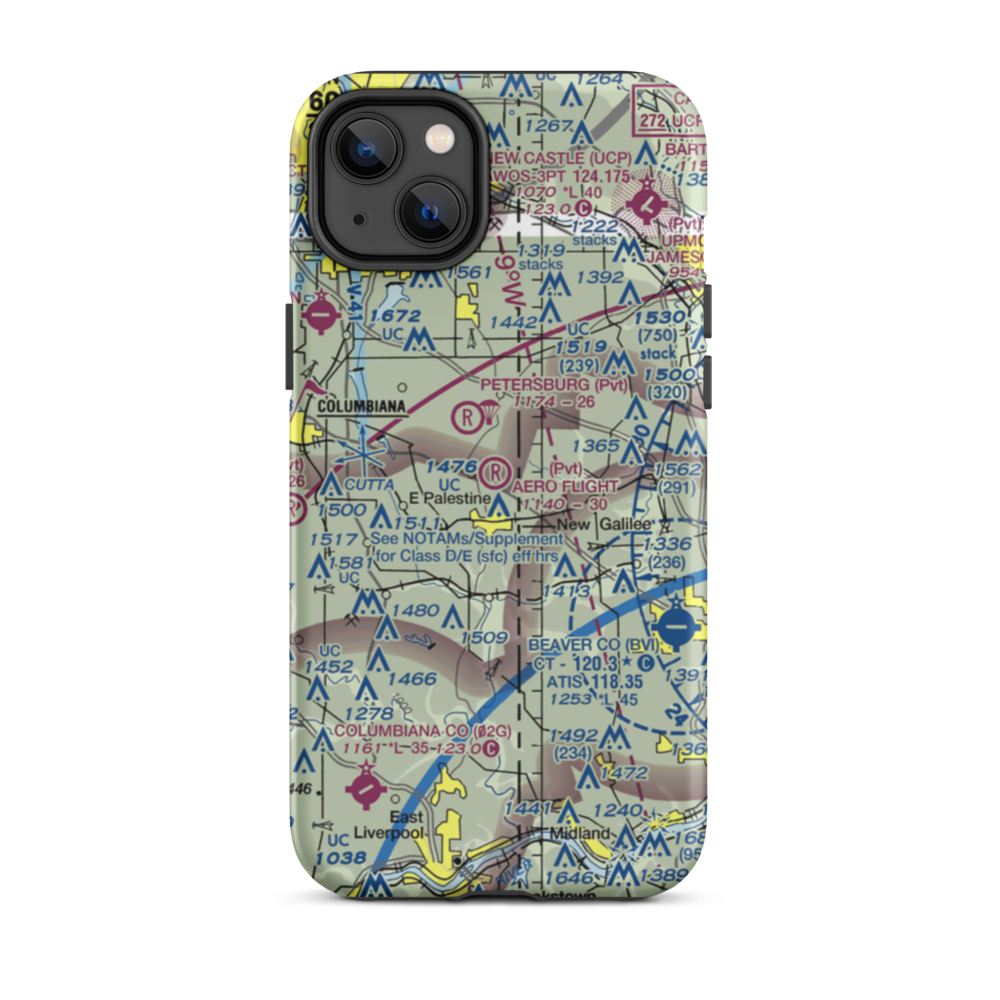 Aero Flight Center Airport (55OI) VFR Sectional  Tough iPhone Case iPhone 14 Plus model shown