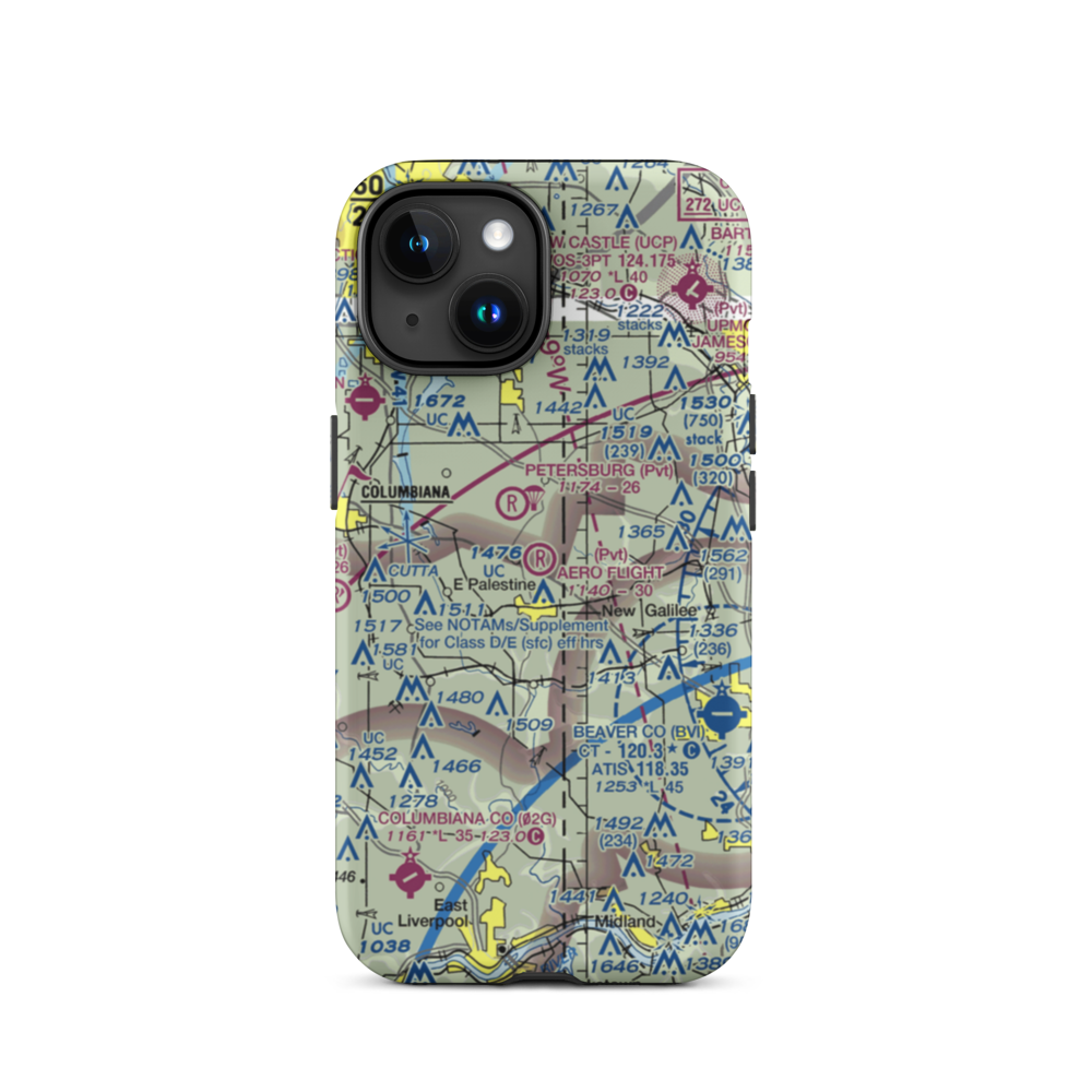 Aero Flight Center Airport (55OI) VFR Sectional  Tough iPhone Case iPhone 15 model shown