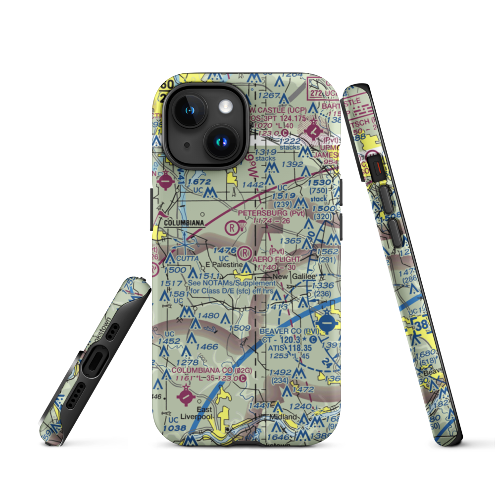 Aero Flight Center Airport (55OI) VFR Sectional  Tough iPhone Case iPhone 15 model shown