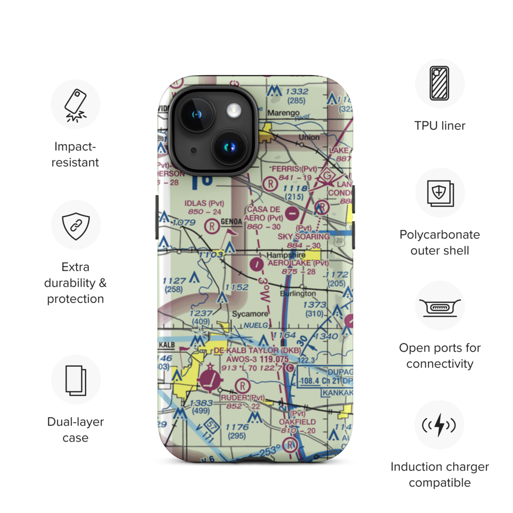 Aero Lake Estates Airport (30IS) VFR Sectional  Tough iPhone Case iPhone 15 model shown