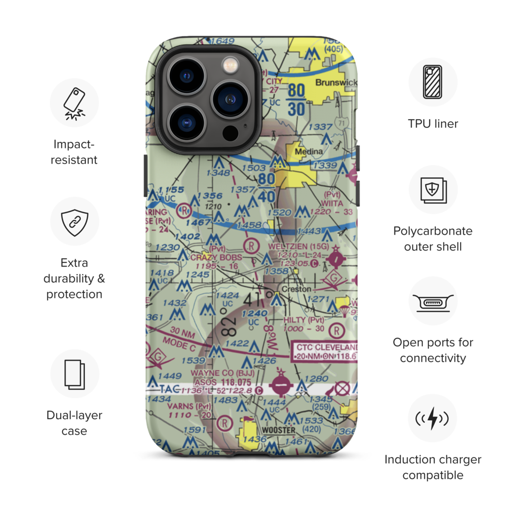 Aero Lake Farm Airport (2OI4) VFR Sectional  Tough iPhone Case iPhone 13 Pro Max model shown