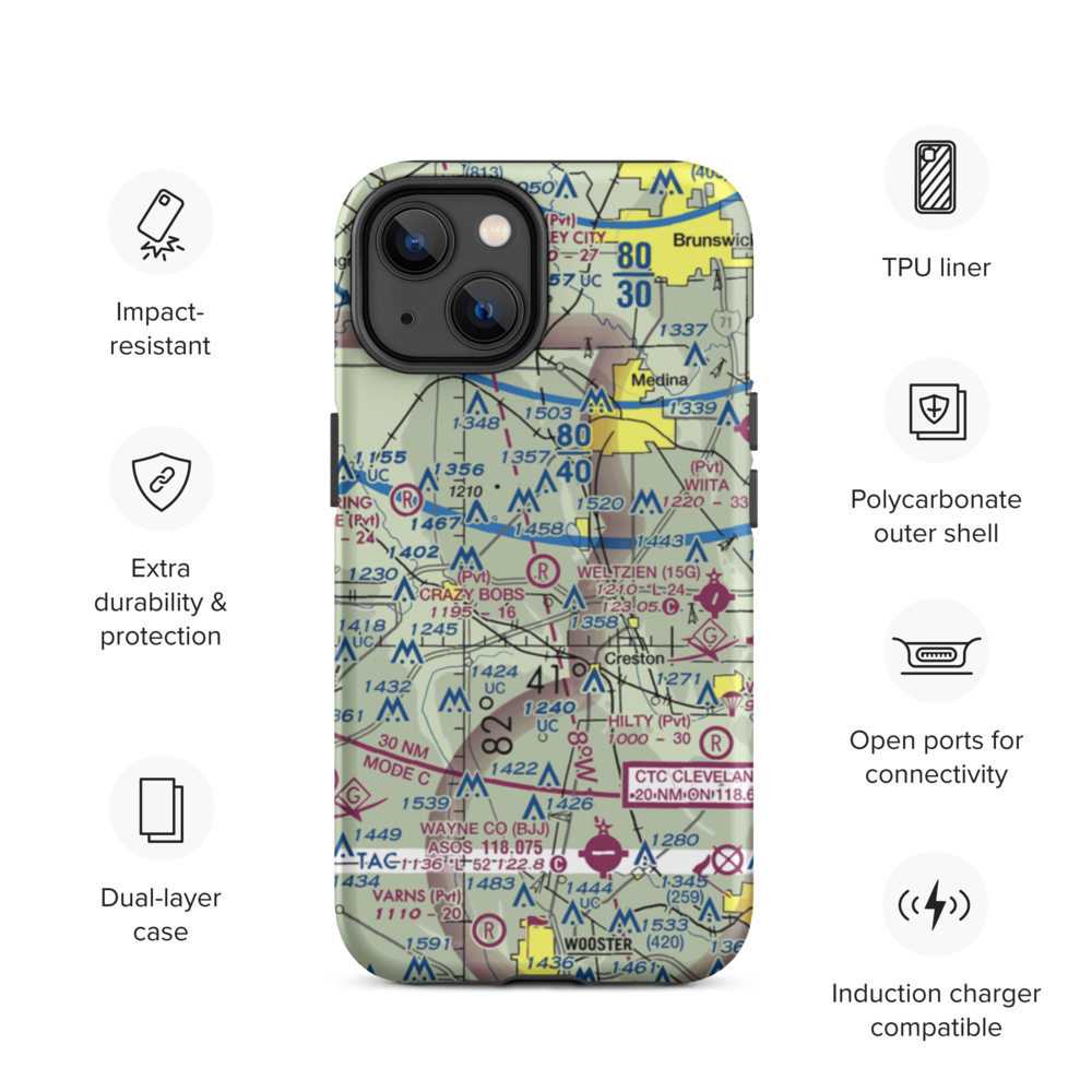 Aero Lake Farm Airport (2OI4) VFR Sectional  Tough iPhone Case iPhone 14 model shown