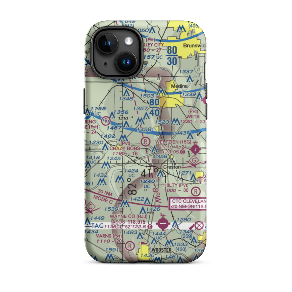 Aero Lake Farm Airport (2OI4) VFR Sectional  Tough iPhone Case iPhone 15 Plus model shown