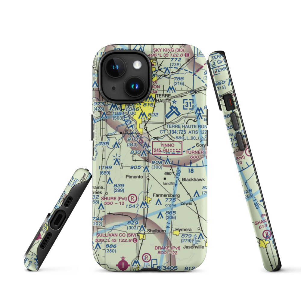 Aero Plaines Airport (5II9) VFR Sectional  Tough iPhone Case iPhone 15 model shown