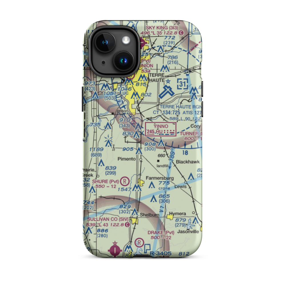 Aero Plaines Airport (5II9) VFR Sectional  Tough iPhone Case iPhone 15 Plus model shown