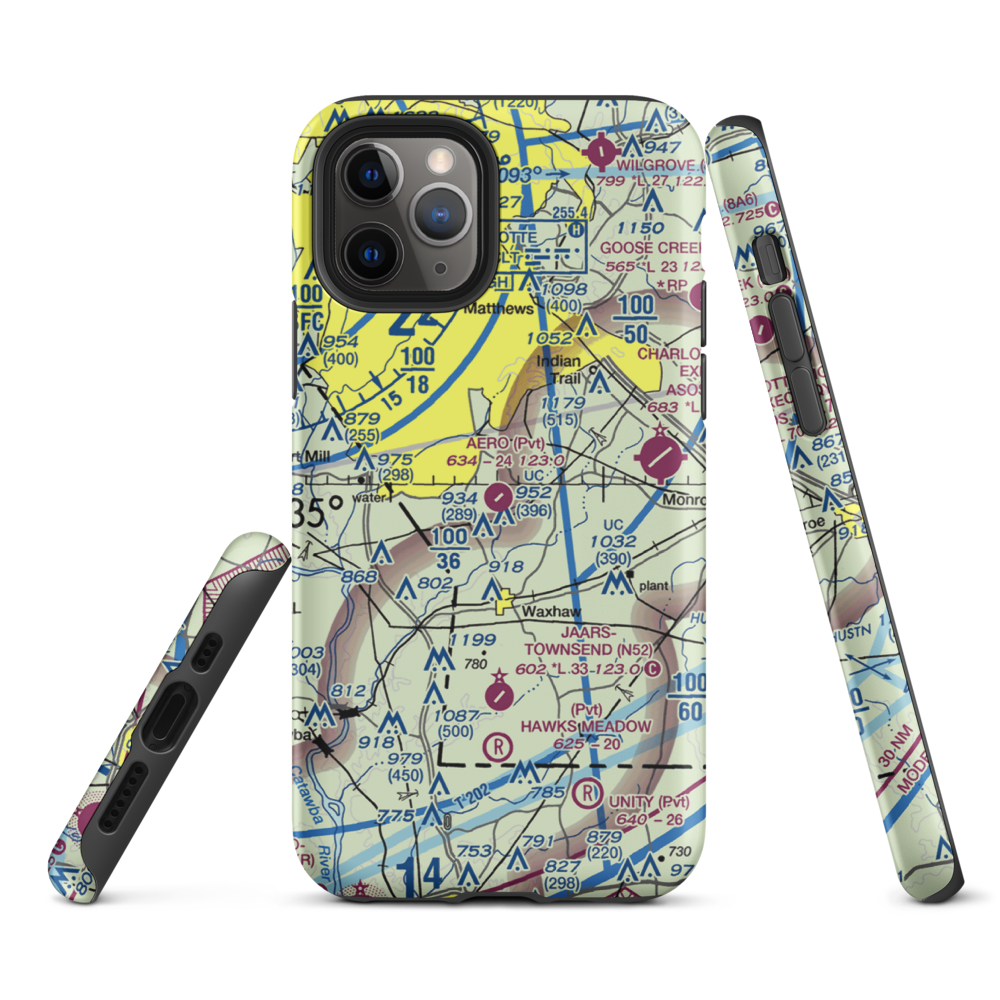 Aero Plantation Airport (NC21) VFR Sectional  Tough iPhone Case iPhone 11 Pro model shown