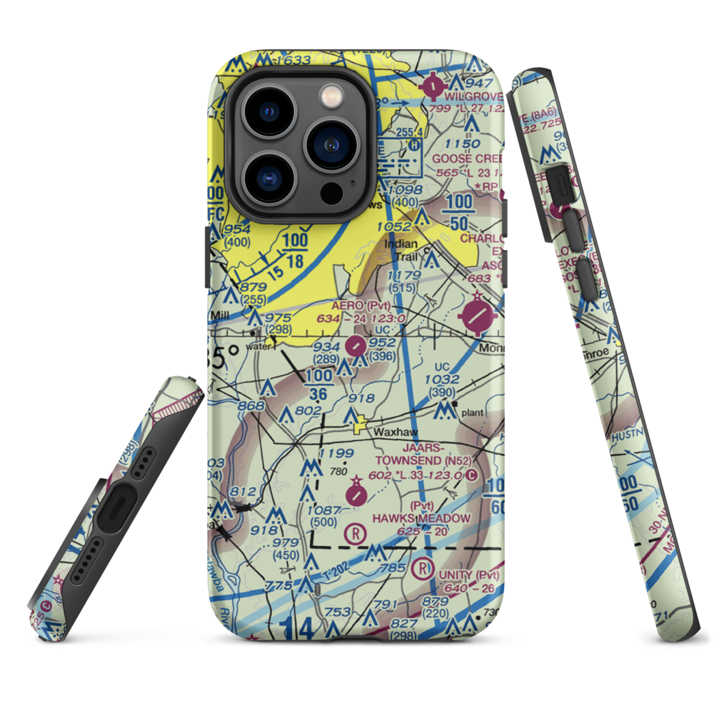 Aero Plantation Airport (NC21) VFR Sectional  Tough iPhone Case iPhone 14 Pro Max model shown