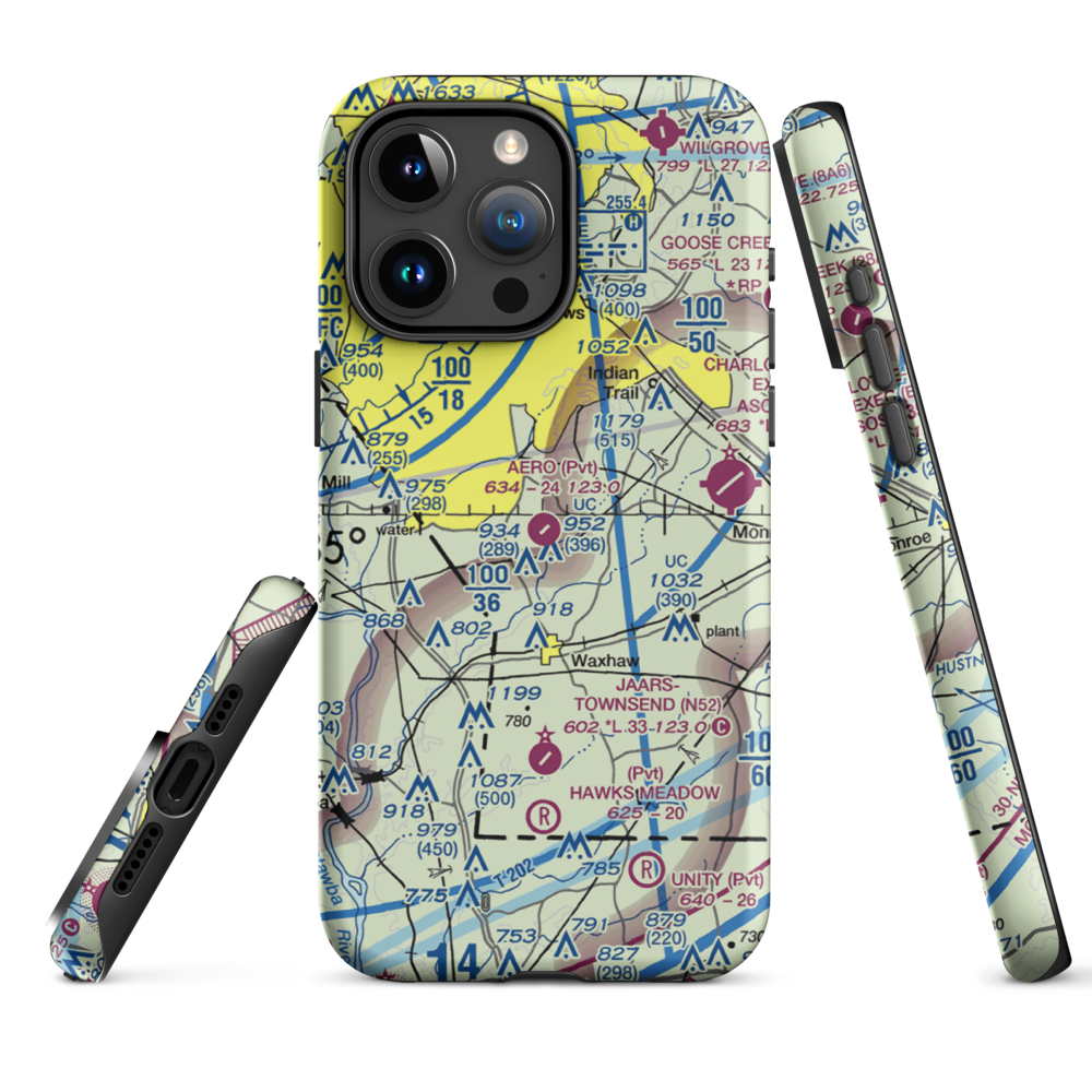 Aero Plantation Airport (NC21) VFR Sectional  Tough iPhone Case iPhone 15 Pro Max model shown