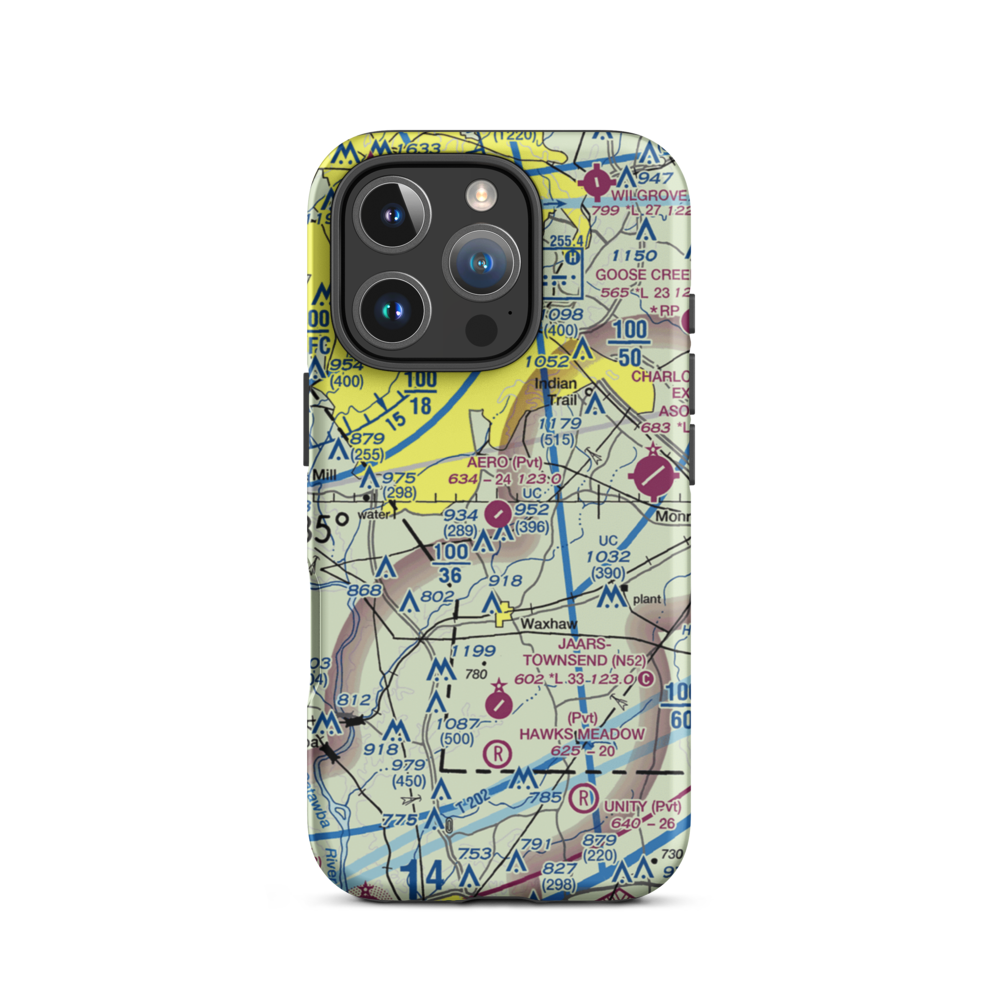 Aero Plantation Airport (NC21) VFR Sectional  Tough iPhone Case iPhone 16 Pro model shown