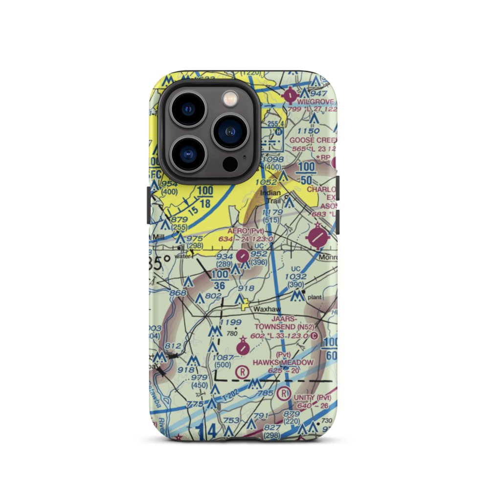 Aero Plantation Airport (NC21) VFR Sectional  Tough iPhone Case iPhone 13 Pro model shown