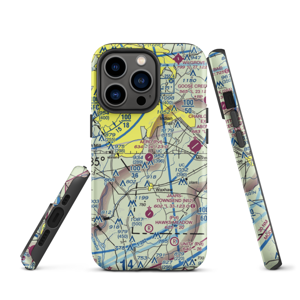Aero Plantation Airport (NC21) VFR Sectional  Tough iPhone Case iPhone 13 Pro model shown