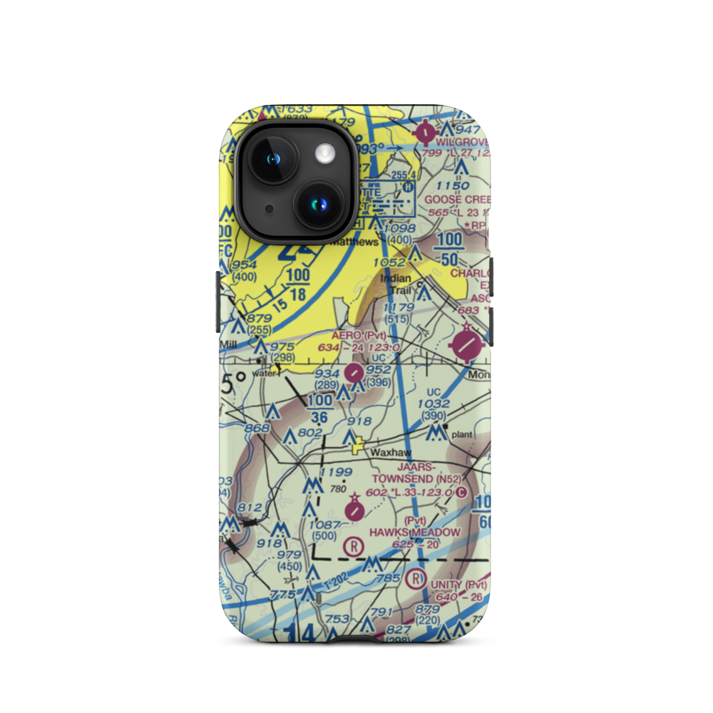 Aero Plantation Airport (NC21) VFR Sectional  Tough iPhone Case iPhone 15 model shown