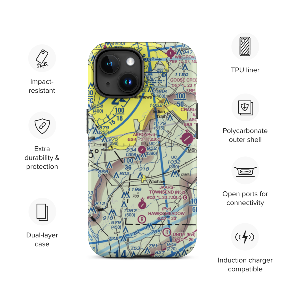 Aero Plantation Airport (NC21) VFR Sectional  Tough iPhone Case iPhone 15 model shown